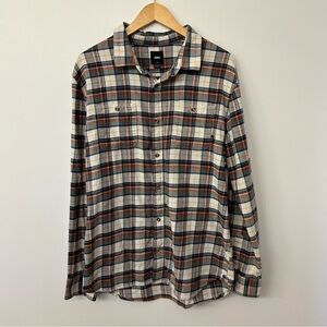 VANS Men's Plaid Flannel Button-Up Shirt, Large